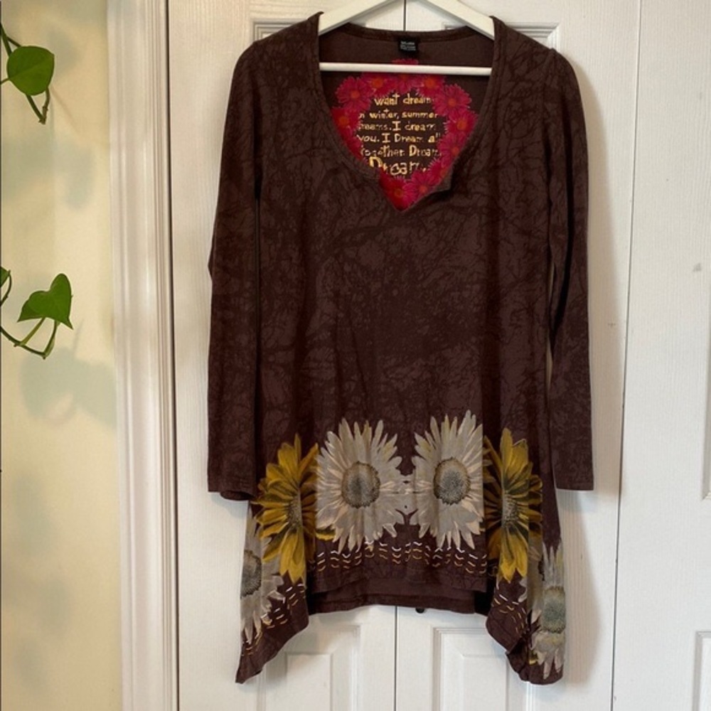 Desigual Daisy Dream Pop Art Retro long sleeved tunic hand stitched Size M